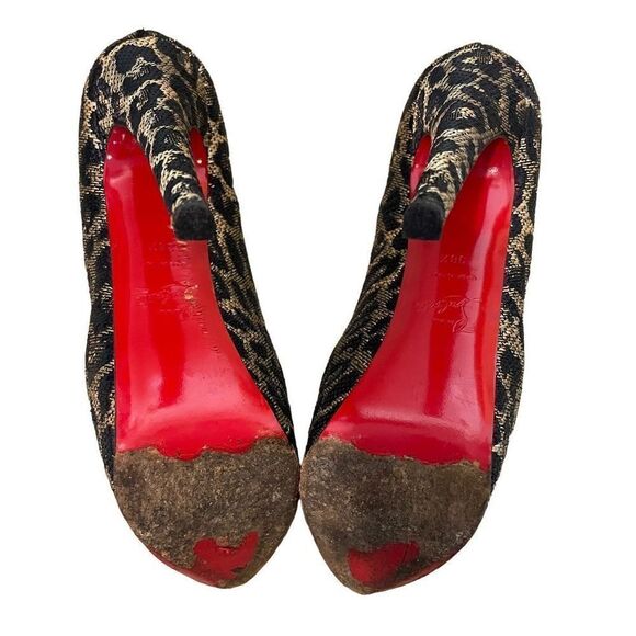Christian Louboutin Canvas Jacquard Leopard Pumps | 8.5 - Picture 6 of 10
